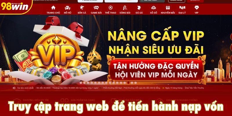 Truy cập trang web để tiến hành nạp vốn